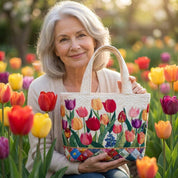 Quilted Tote Bag - Tulip Garden
