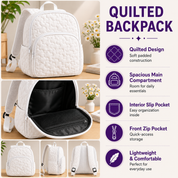 Floral Book Stack Quilted Backpack