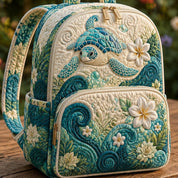 Ocean Sea Turtle Plumeria Quilted Backpack