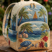 Tropical Beach Sea Turtle Quilted Backpack