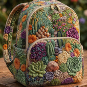 Succulent Cactus Floral Quilted Backpack