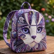 Purple Art Cat Quilted Backpack
