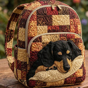 Sleeping Dachshund Patchwork Quilted Backpack